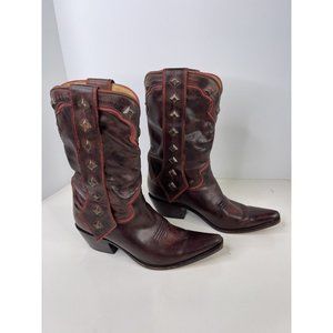 Charlie 1 Horse Womens 9 B  Leather Cowboy Boots Studded Western Brown